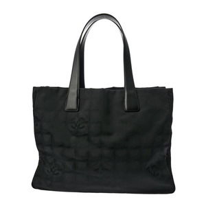 CHANEL Travel Line Tote MM Black Nylon Bag Back